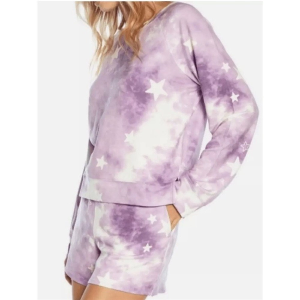 NWT Wildfox XL Tye Dye Stars Lounge Wear Set Top & Shorts Set 120039